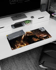 28x12 inches anime girl mouse pad showing a long-haired girl curled up by a lamp with firefly-like sparkles.