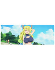 32x12 inches anime girl mouse pad with Tohru smiling, clouds backdrop, smooth glide and grippy base.