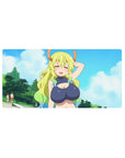 32x16 inches anime girl mouse pad with Tohru smiling, clean lines, clouds backdrop, smooth glide base.