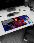 32x16 inches Death Note mouse pad with Light Yagami smirking, Ryuk grinning, and L staring close.