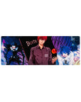 Death Note anime mouse pad 32x12 inches with Light, L, and Ryuk, purple wings and DEATH text.