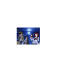 Classic anime girl mouse pad 14x10 inches with four cute rooftop girls under a full moon, snacks and winks.