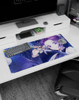 Modern 32x16 inches mouse pad with Shinobu Kocho, featuring glowing blues and delicate butterflies, perfect for adding beauty and grace to your desk.