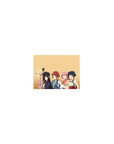 Classic anime girl mouse pad 14x10 inches with five smiling girls in playful slice-of-life poses.