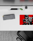 Anime mouse pad featuring Joker and Kasumi from Persona 5 Royal, size 14x10 inches, with striking black, white, and red design.