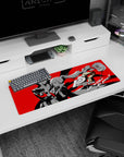 Anime mouse pad 32x12 inches featuring Persona 5 Royal's Joker and Kasumi in dynamic black, white, and red design.
