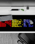 36x16 inches mouse pad showcasing Spike, Faye, and Jet in crime-thriller red, yellow, and blue panels for sharp, stylish flair.