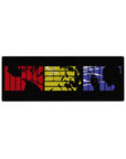 Compact 32x12 inches mouse pad with Spike, Faye, and Jet in sharp red, yellow, and blue panels for a striking noir effect.