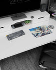 14x10 inches classic anime mouse pad showing silver rider on huge white winged beast, steel mechs looming overhead.