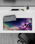 28x12 inches anime mouse pad in magenta, violet, and soft blues with dreamy, calm, melancholy space vibe.