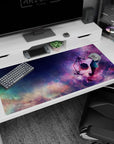 40x20 inches anime desk pad showing a lone boy in scarf by a telescope under a comet-streaked sky.