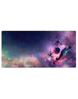 32x16 inches anime mouse pad with starry sky, neon galaxy dust, and a boy by a telescope at night.