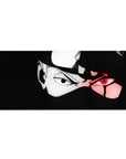 Anime desk pad 36x16 inches featuring a ninja mask portrait with bold black-and-white lines and red eye glow.