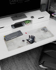 32x12 inches anime mouse pad showing a shattered robotic hand reaching up as pixels drift above a cracked floor.