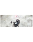 32x12 inches anime mouse pad with broken robot hand, cracked white floor, wires, screws, and red gem.