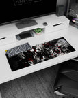 32x12 inches anime mouse pad showing calm red-haired girl framed by black wings and shattered cubes.
