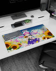 32x16 inches mouse pad featuring pink twin-tail anime girl with anchor headpiece under drifting petals.