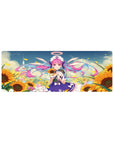 32x12 inches anime girl mouse pad with pink twin-tails, sailor outfit, anchor headpiece, sunflower sky scene.