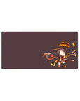 Chibi Megumin anime mouse pad, 32x16 inches, features a minimalist design with a deep brown backdrop and bold red accents.