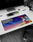 32x16 inches Touhou Project Kazami Yuuka mouse pad, green hair glowing under a red parasol at night.