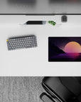 Small-sized 14x10 desk mat with twilight design adds bold retro-futuristic energy to any desk or workspace