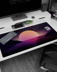 Futuristic design on 40x20 desk mat perfect for adding calm digital vibes to your workspace or gaming setup