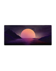 Streamlined Twilight Grid Horizon desk mat 28x12 featuring glowing sun for bold workspace flair