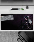 32x16 inches mouse pad with Albedo from Overlord, showcasing her formidable presence and loyalty in a striking dark armor design.