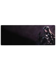 Compact 32x12 inches mouse pad featuring Albedo from Overlord, in black armor, exuding strength and loyalty in a captivating design.