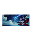 28x12 inches anime girl mouse pad with Ahri on a red torii gate under a starry navy sky.