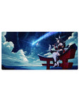 32x16 inches anime girl mouse pad with Ahri on a red torii gate under a starry night sky.