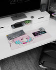 28x12 inches Riamu Yumemi iDOLM@STER Cinderella Girls mouse pad, shy pose tugging pink hair, sign.
