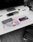32x16 inches Riamu Yumemi iDOLM@STER Cinderella Girls mouse pad, tugging pink hair with neon eyes.