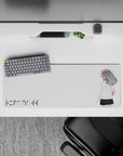 32x12 inches pink-haired anime mouse pad, soft moody vibe on clean white background for cozy gaming.