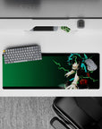 32x12 inches mouse pad featuring Deku’s explosive power, with green lightning and energy from One For All.