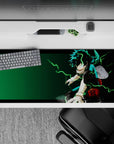 36x16 inches desk pad with Deku, showcasing his explosive potential with green lightning and the power of One For All.