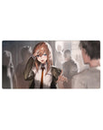 Anime girl mouse pad 32x16 inches, school hallway scene with saluting girl pointing forward.