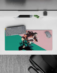 Compact yet detailed 28x12 inch mouse pad showcasing Tanjiro and Nezuko's bond for anime fans