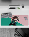 Compact 32x12 inch mouse pad highlighting the iconic bond of Tanjiro and Nezuko in simple design