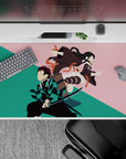 Stylish 40x20 inch anime desk pad showcasing the bond between Tanjiro and Nezuko in subtle design
