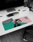 Stylish 32x12 inch mouse pad with artistic portrayal of Tanjiro and Nezuko, great for any workspace