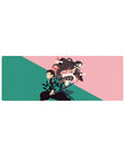 32x12 inch mouse pad featuring minimalist art of Tanjiro and Nezuko Kamado for Demon Slayer fans
