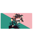 32x16 inch mouse pad featuring minimalist design of Tanjiro and Nezuko Kamado from Demon Slayer