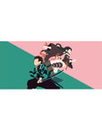 36x16 inch desk pad highlighting Tanjiro and Nezuko Kamado in a minimalist yet powerful art style