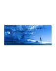 28x12 inches anime mouse pad with quiet shoreline scene, girl gazing at a vast sky and water reflections.