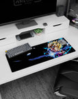 Artistic 32x12 inches mouse pad showcasing Gohan’s Super Saiyan 2 form, ideal for fans who appreciate high-energy designs and Dragon Ball Z moments.