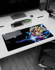 Modern 32x16 inches mouse pad with Gohan in Super Saiyan 2, featuring his electrifying aura and determined expression for a dynamic desk setup.
