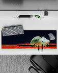 Apocalyptic 32x12 mouse pad featuring surreal imagery, deep blues, and fiery reds from The End of Evangelion for intense impact