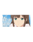28x12 inches anime girl mouse pad with close-up portrait, crisp lines, and cool blue background.