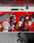 Anime mouse pad 40x20 inches featuring Persona 5 Royal's Joker, Ann, Ryuji, and Kasumi on a dynamic red background.
